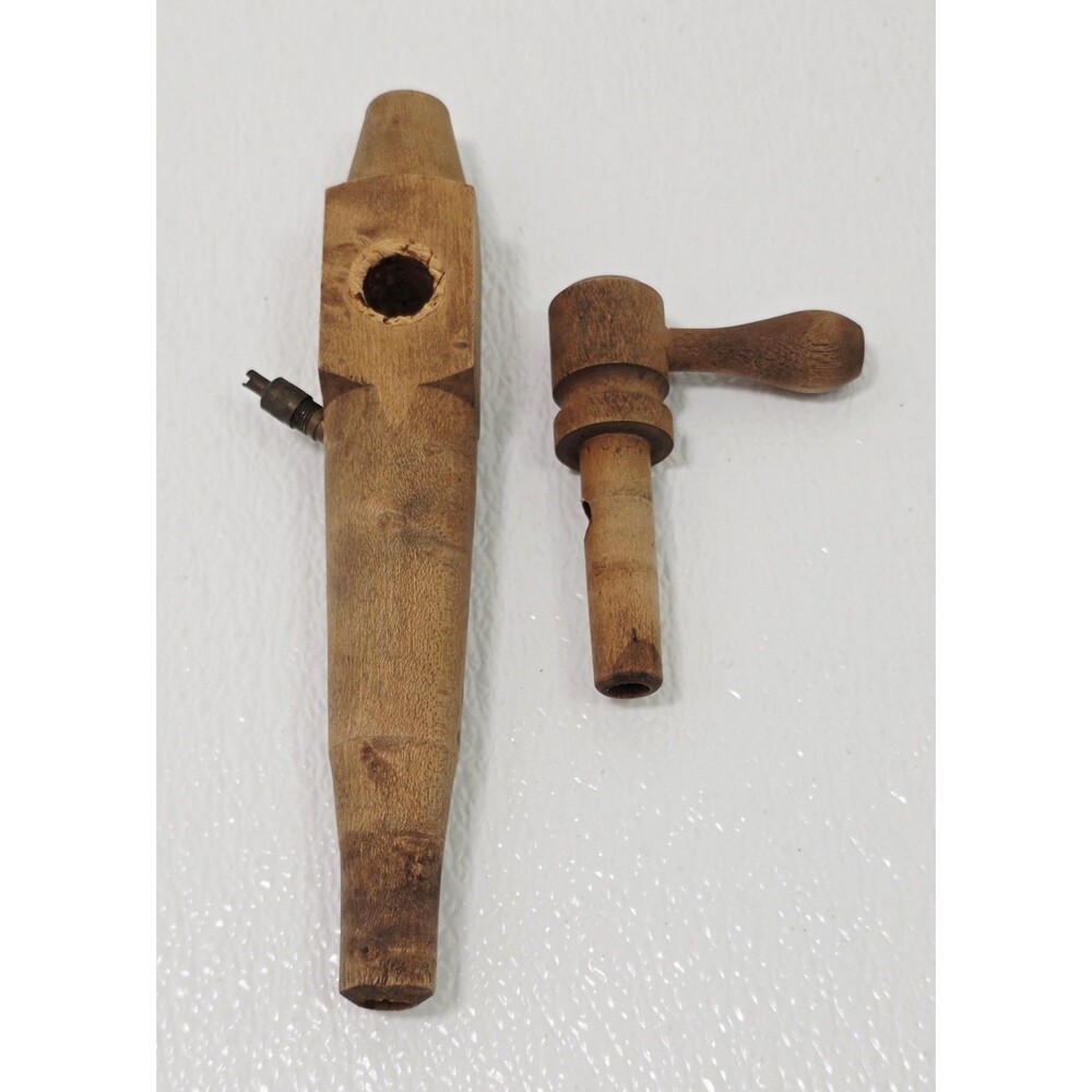 Antique Vintage Wooden Wood Barrel Spigot Tap Spout Wine Whiskey Keg Valve